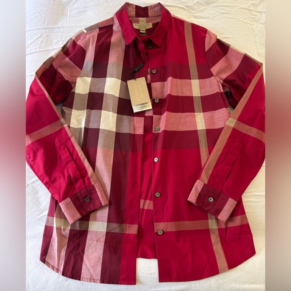 Burberry Check Cotton Shirt Size: M PEONY ROSE